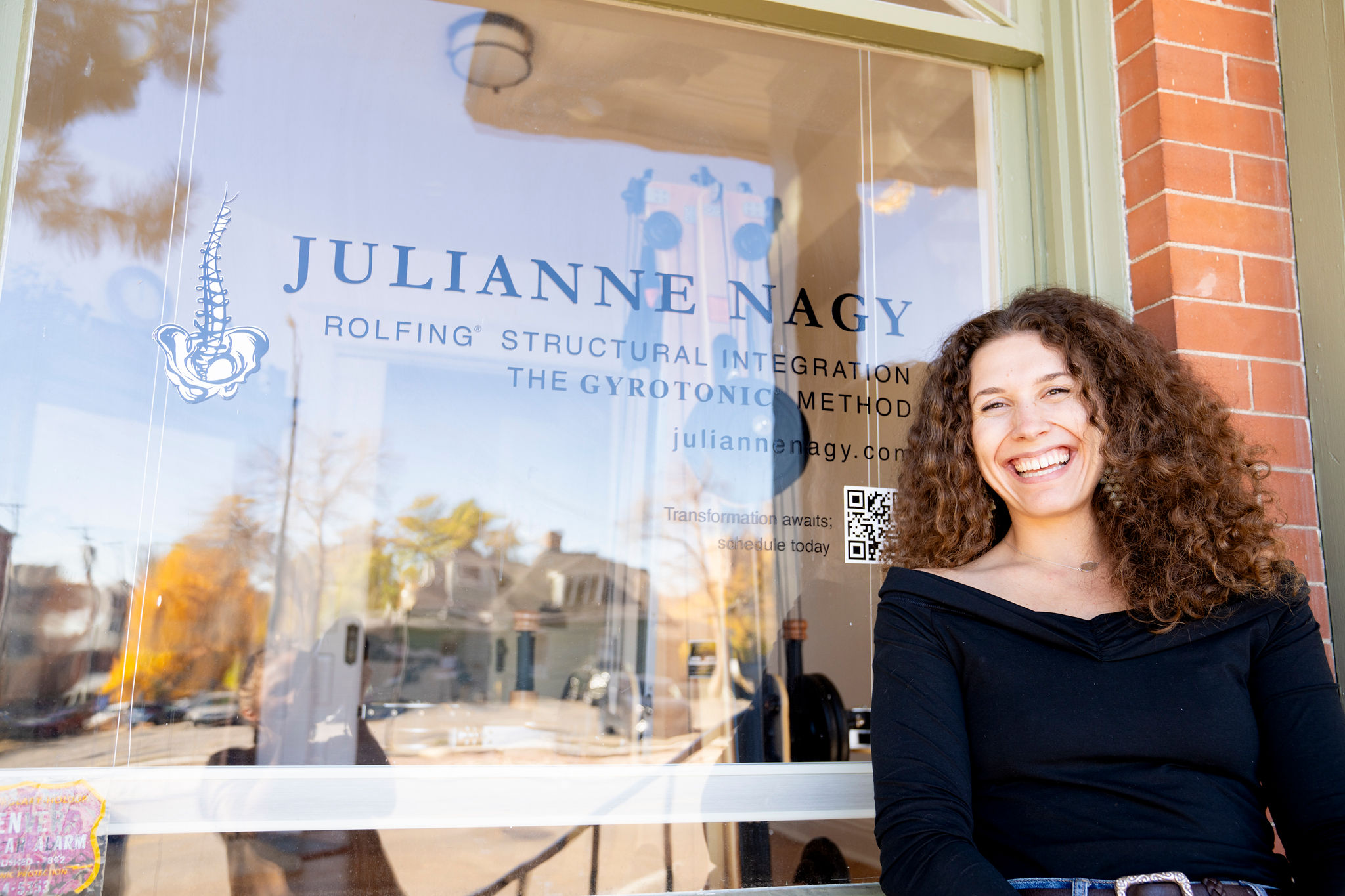 Julianne Nagy out front of her Downtown Boulder Gyrotonic Studio