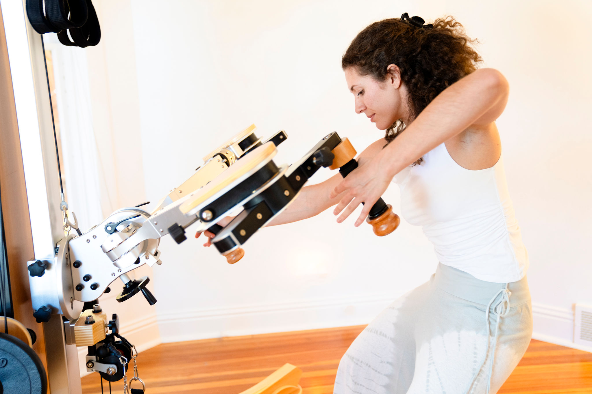 Shoulder strengthening excercises using the gyrotoner.