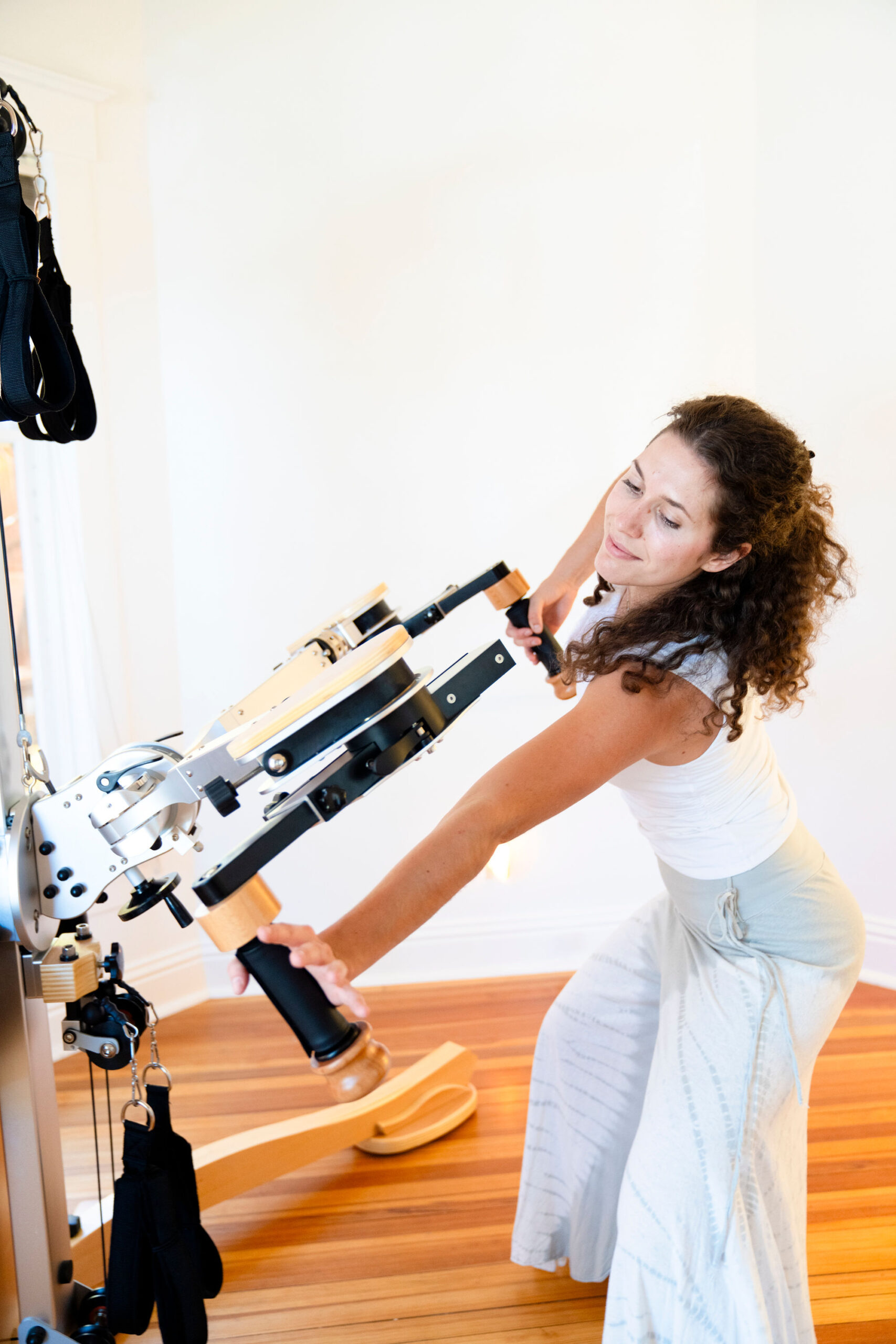 Julianne Nagy Gyrotonic Trainer practicing in her Downtown Boulder Studio.